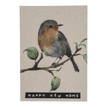 Postcard recycled bird 'happy new home'